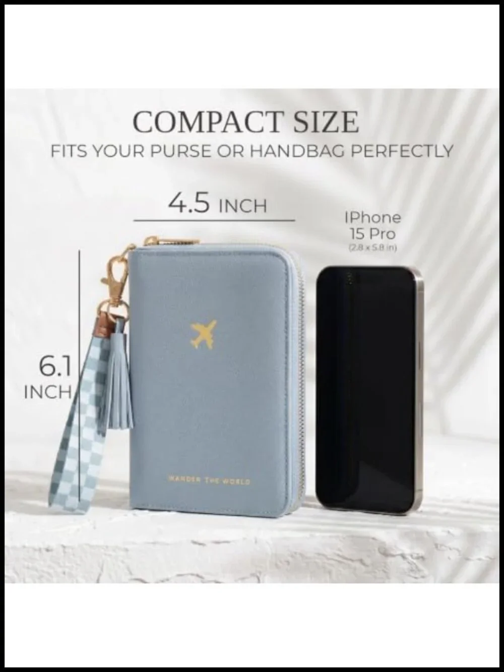Passport Holder Travel Wallet with Wristlet Strap RFID Blocking Faux Leather